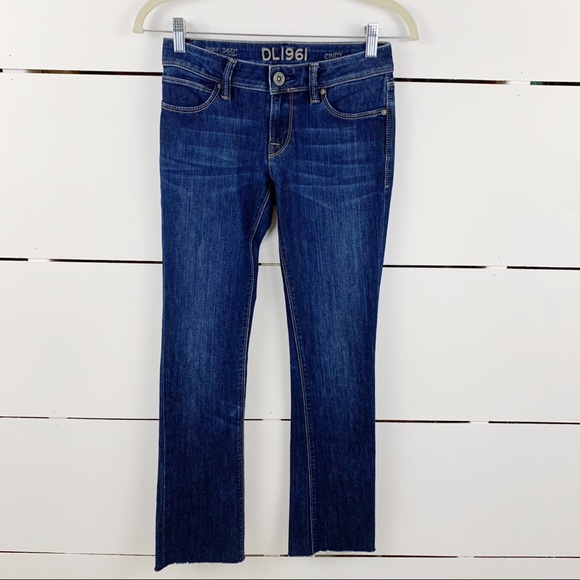 DL1961 Cindy Raw Hem Slim Boot Cut Jeans Dark Wash Denim Size 24 00 Cotton Poly - Picture 3 of 13